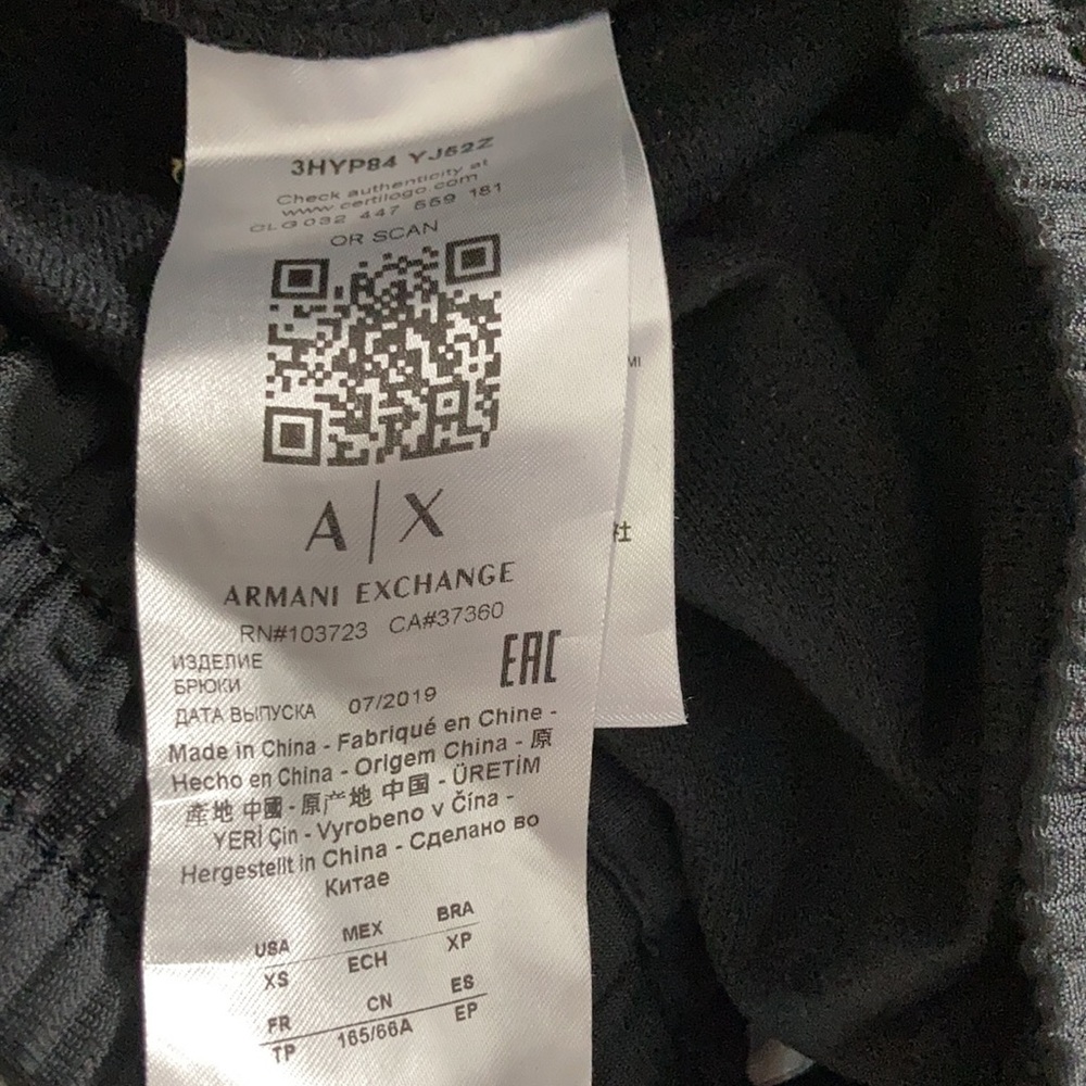 Armani Exchange Luxury Joggers Sweetpants Workout pants XS Zippered Pockets AE - Picture 9 of 12